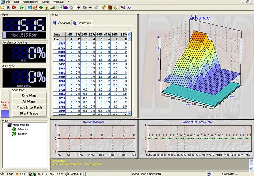 Программа настройки карт впрыска, осуществляемая при помощи подключаемого к системе байка модуля Rapid-Bike